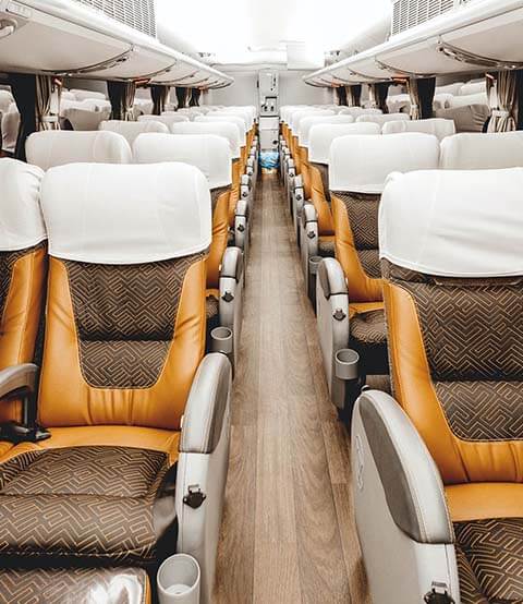 spacious coach bus interior