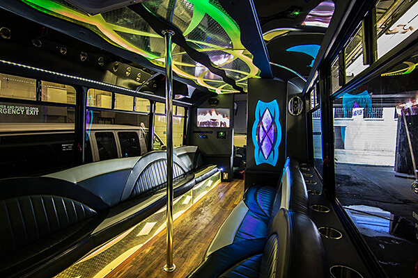 22 passenger party bus interior
